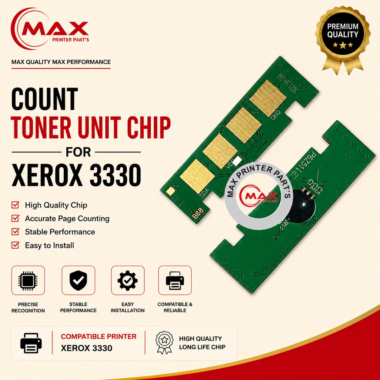 Count Toner Unit Chip For Xerox 3330 With Product Info