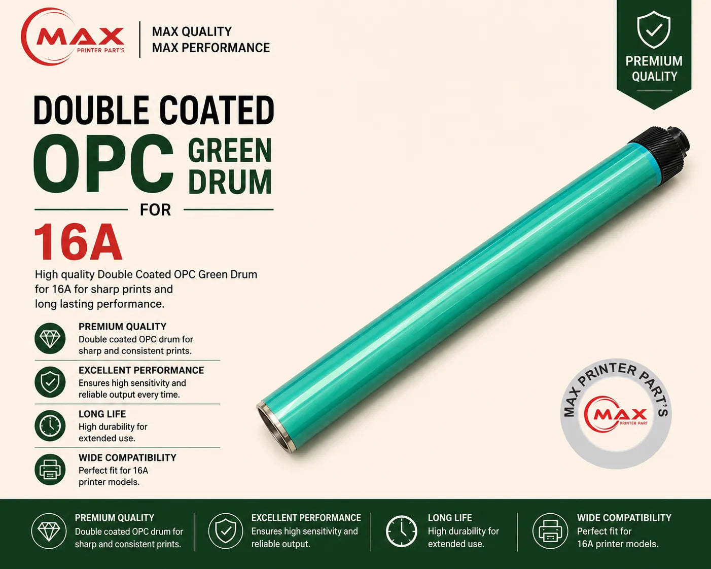 Double Coated OPC Green Drum for HP 16A / 70A / 92A / 93A (New Import)
