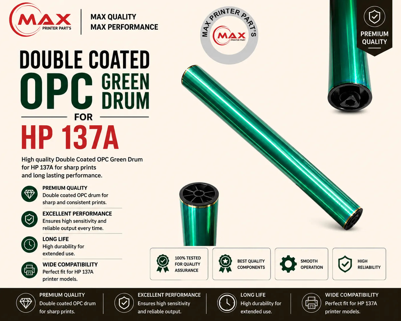 Double Coated OPC Green Drum for HP 137A / 135A / 146A / 071 / 072 (New Import)