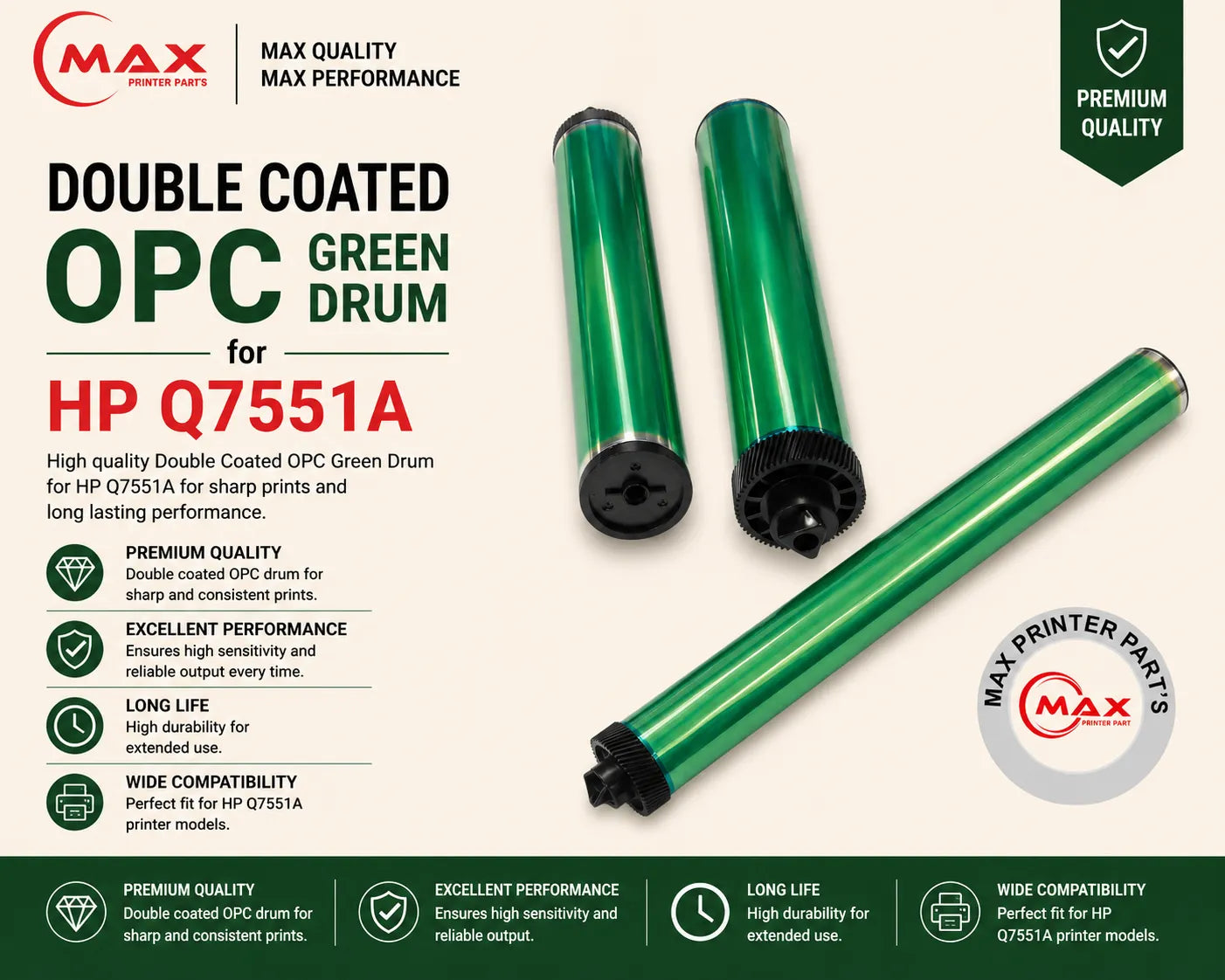 Double Coated OPC Green Drum for HP Q7551A / Q6511A (New Import)