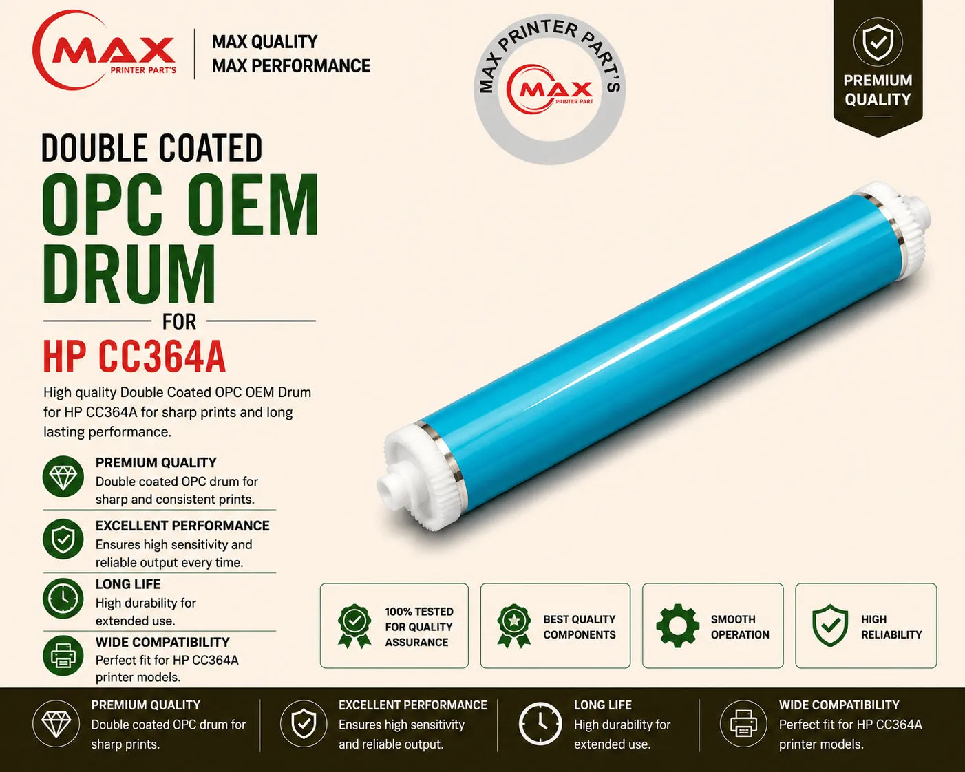 Double Coated OPC OEM Drum for HP CC364A / CE390 / CF281 (New Import)