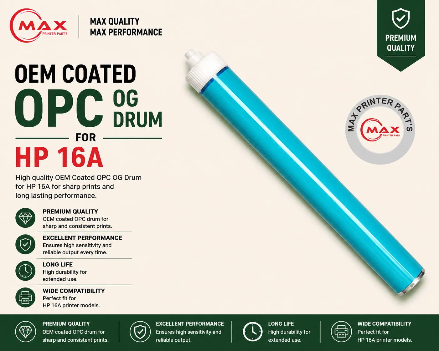 OEM Coated OPC OG Drum for HP 16A / 70A / 92A / 93A (New Import)