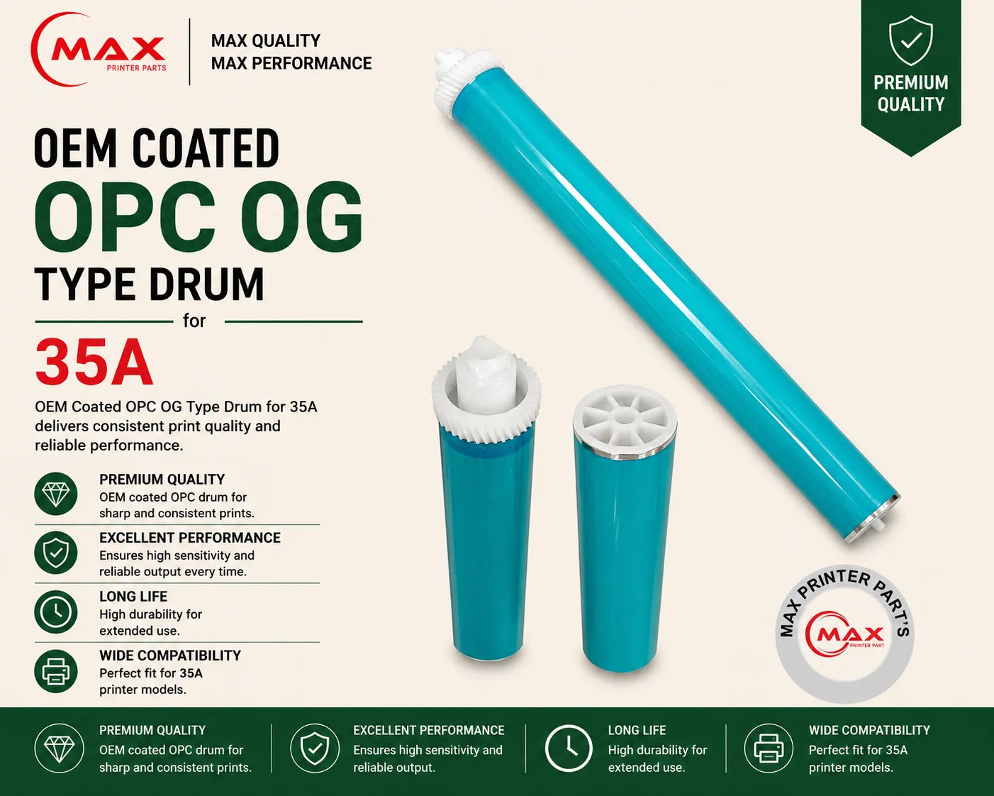OEM Coated OPC OG Type Drum for HP 35A / 83A / 36A / 88A & Canon CRG 137 / 737 / 337 (New Import)