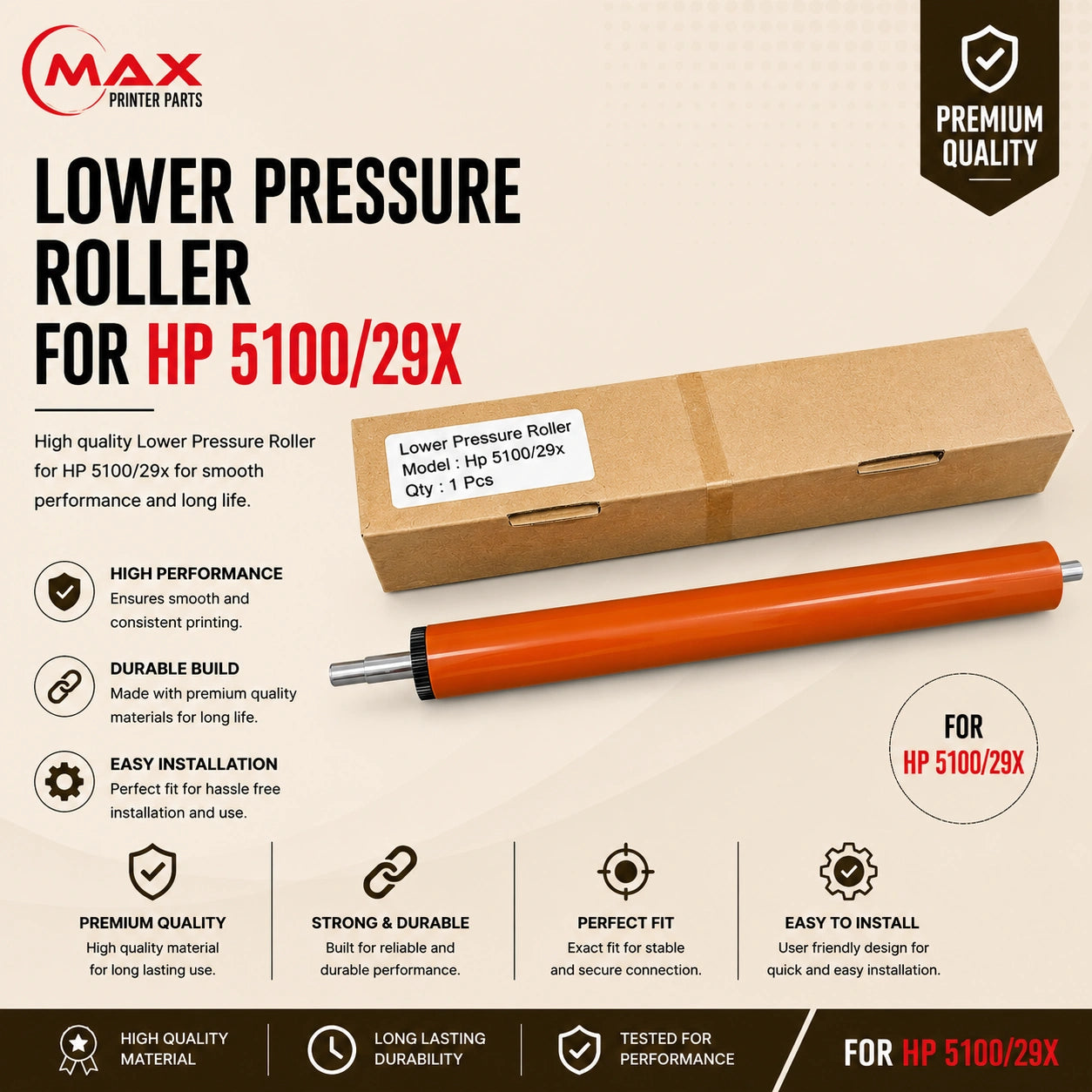 Rubber Lower Roller For HP LaserJet HP 5000 Product with Info