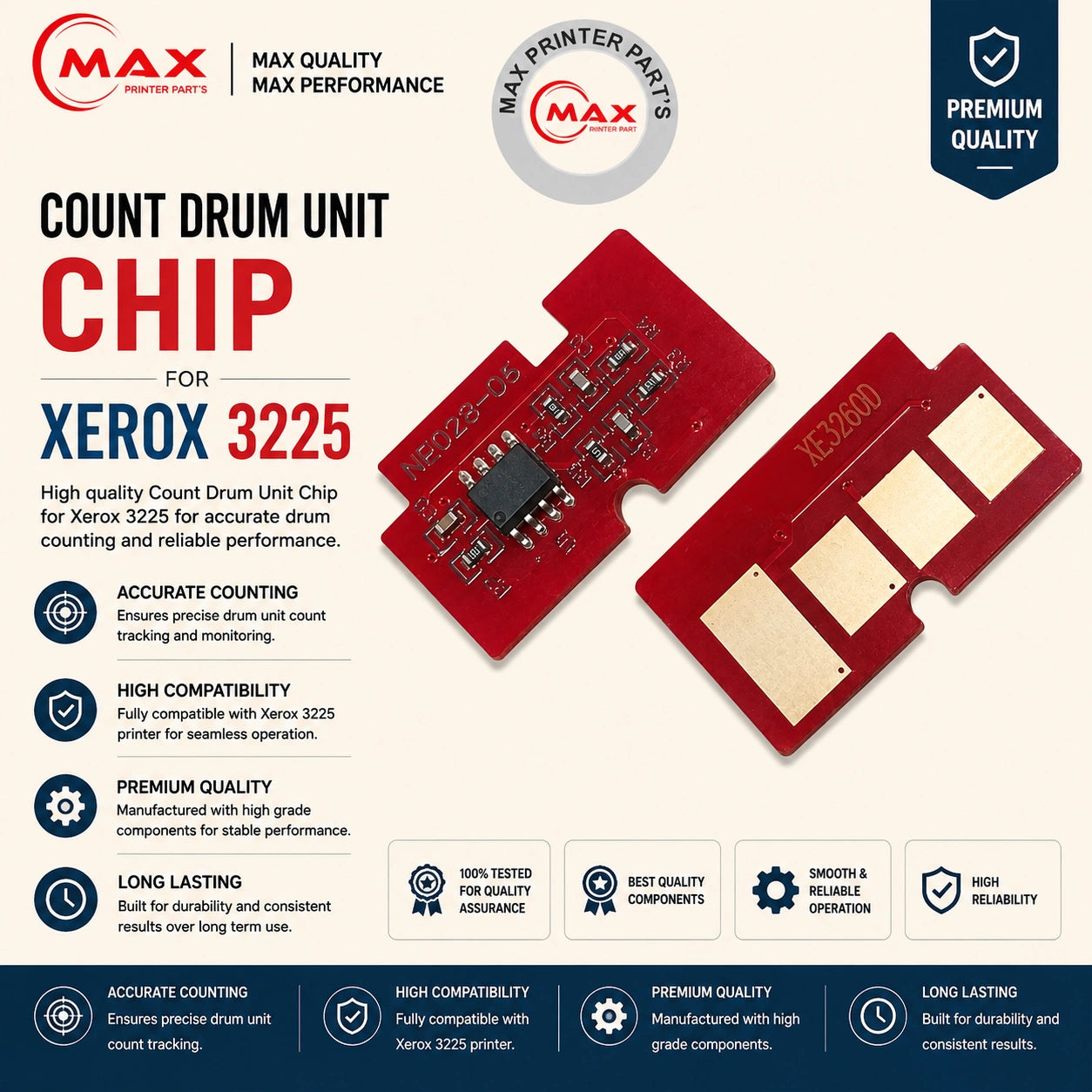 Drum Unit Chip for Xerox 3225 – Standard Capacity Black Toner Cartridge, Phaser 3260 / WorkCentre 3215/3225 (New Import)