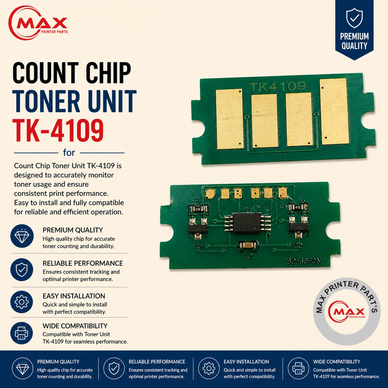 Toner Chip TK-4109 for Kyocera TASKalfa 1800 / 2200 / 1801 / 2201 (New Import)