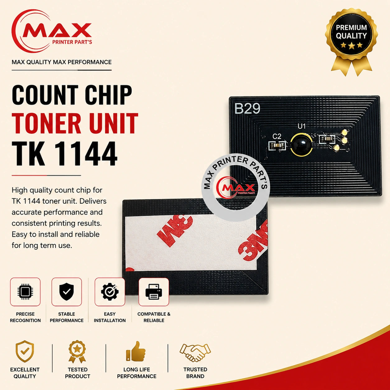 Toner Chip TK-1144 for Kyocera Ecosys 1035 / 1135Mfp / M2035 / 2035Dn / 2535Dn Copier (New Import)