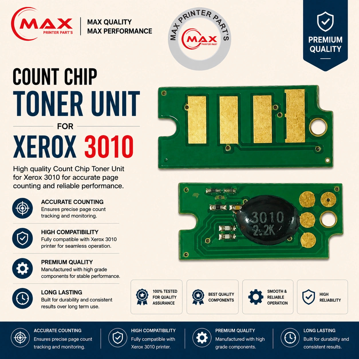 Toner Unit Chip for Xerox 3010 – For Use in Xerox 3010, 3040, 3040B, 3045, 3045B, 3045Ni (New Import)