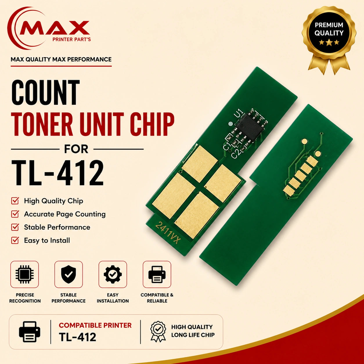 TL-412 Toner Chip – Compatible with Pantum M7102DN, M7102DW, M7202FDN