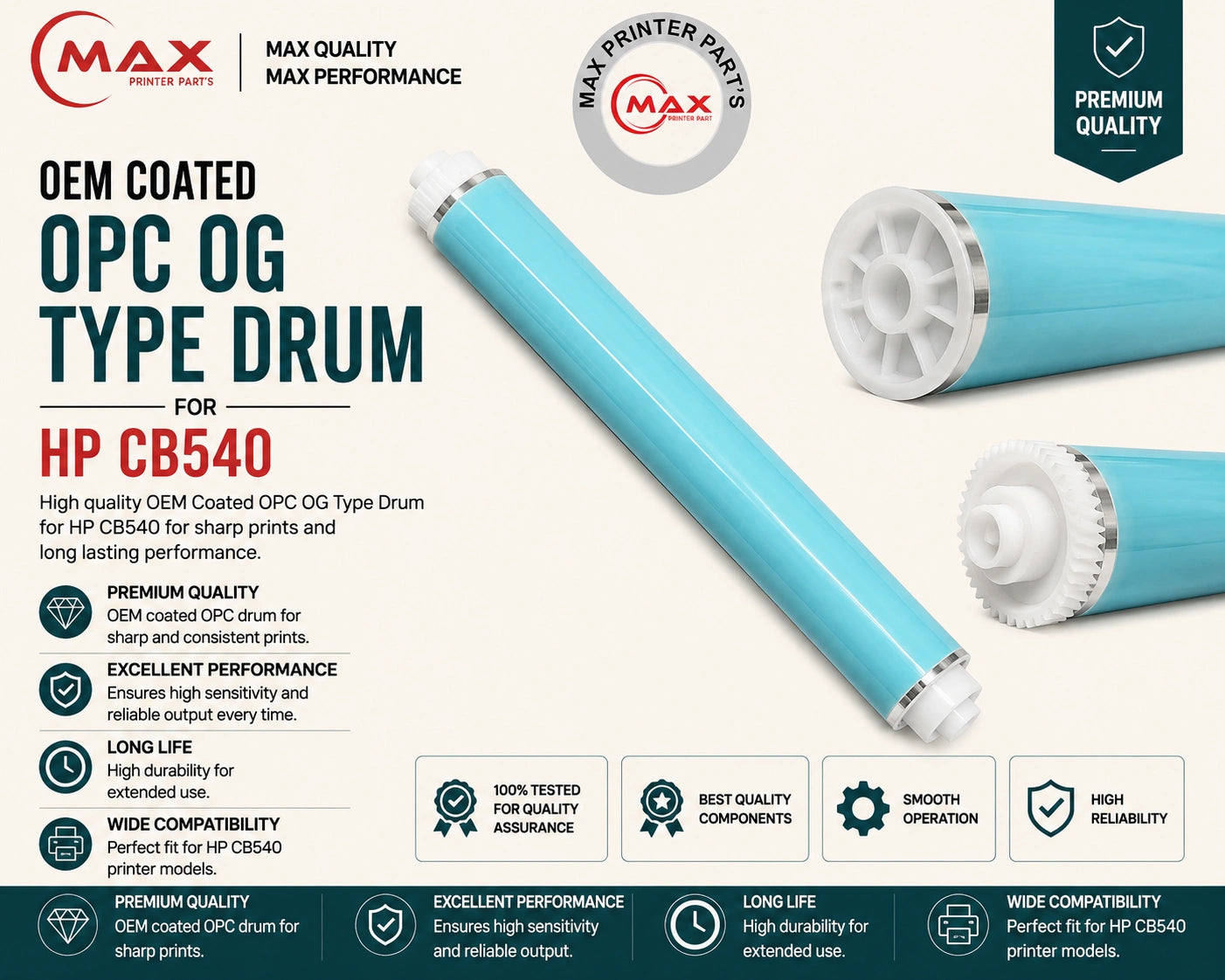 OEM OG Coated OPC Drum for HP CB540 / CE410 / CE320 / CF210 Toner Cartridges – New Import