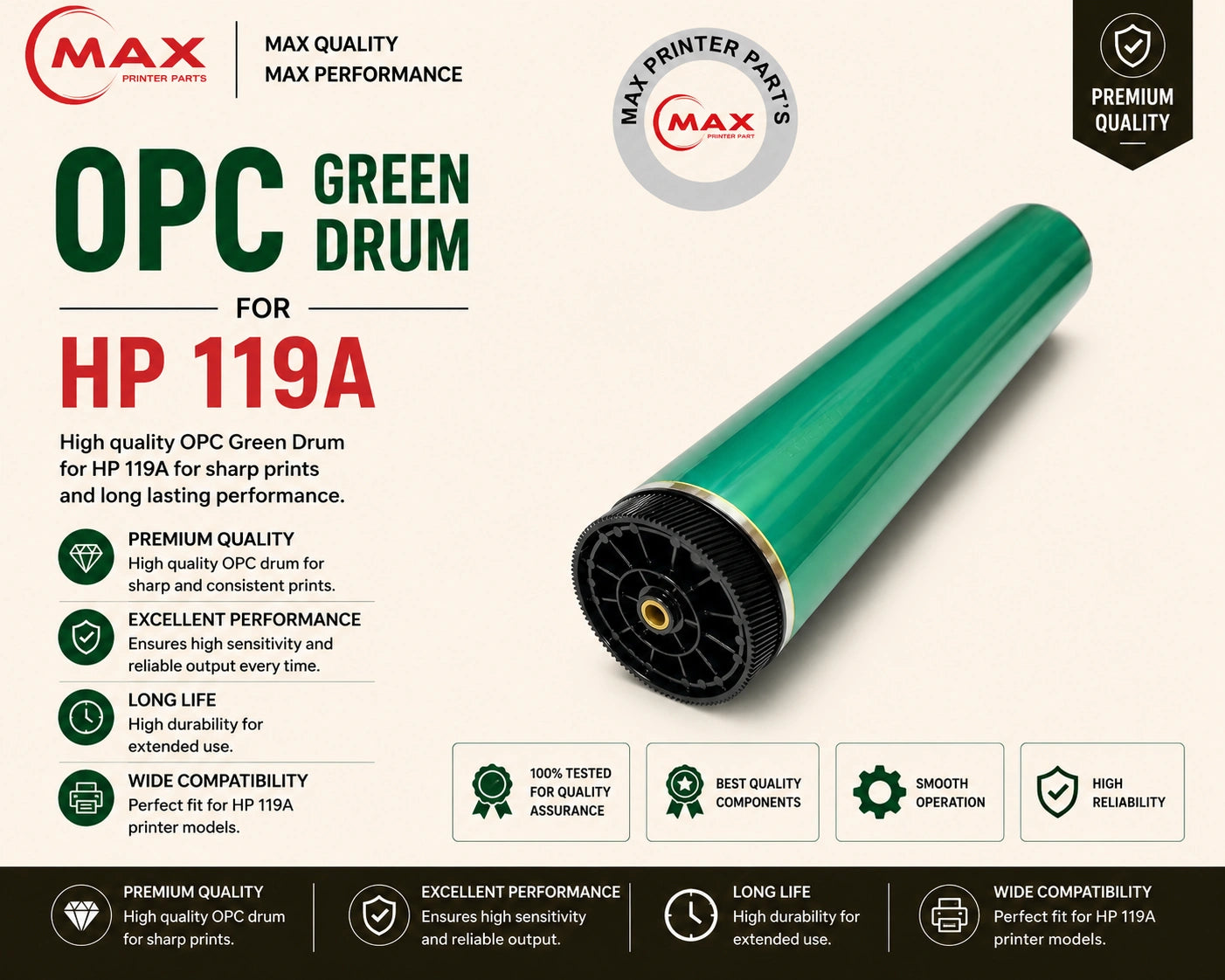 OPC Green Drum for HP 119A / 150A / 178NW / CLT-406 / CLT-506 (New Import)