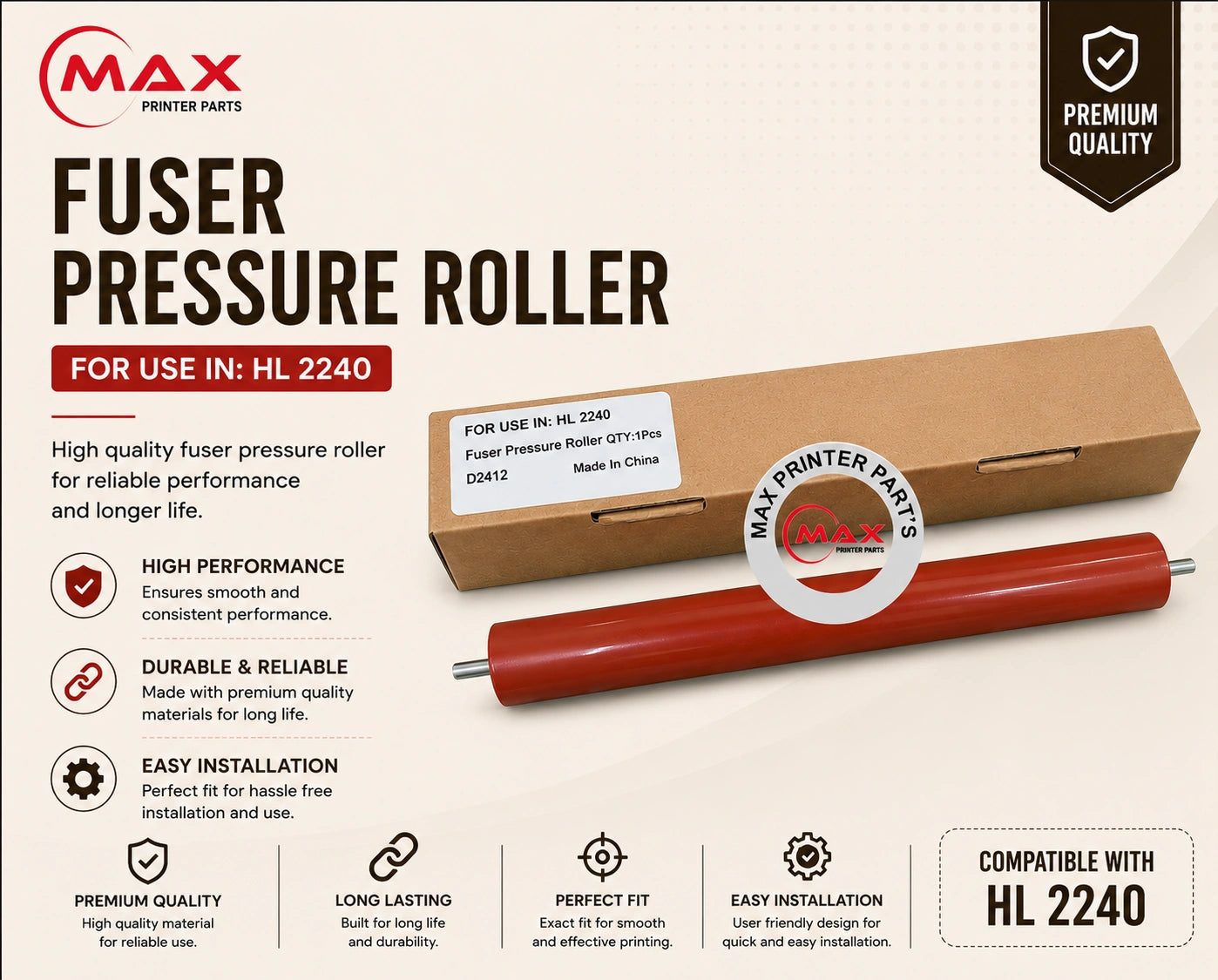 Rubber Lower Roller For Brother DCP-L2520d Product with Info