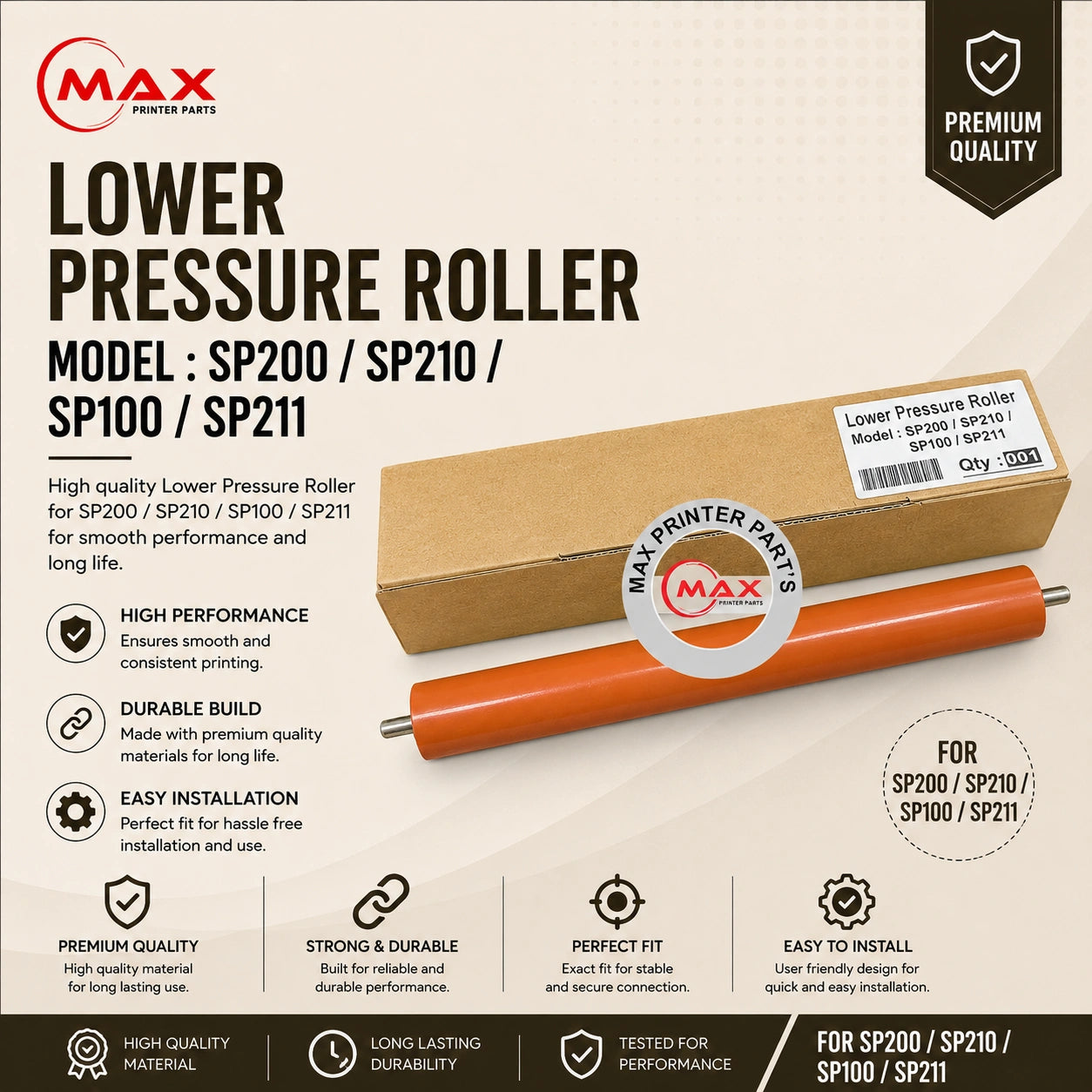 Rubber Lower Roller For Rioch SP200 Product with Info